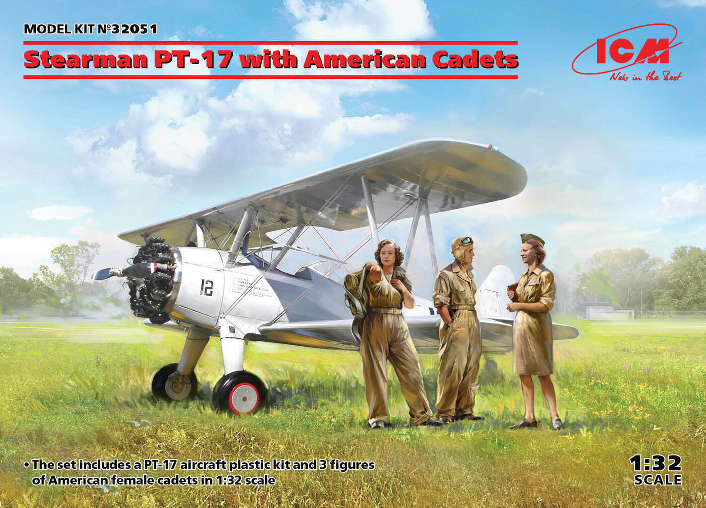 Līmējams modelis ICM 32051 Stearman PT-17 with American Cadets 1/32 cena un informācija | Līmējamie modeļi | 220.lv