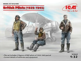 Līmējams modelis ICM 32105 British Pilots (1939-1945) (3 figures) 1/32 cena un informācija | Līmējamie modeļi | 220.lv