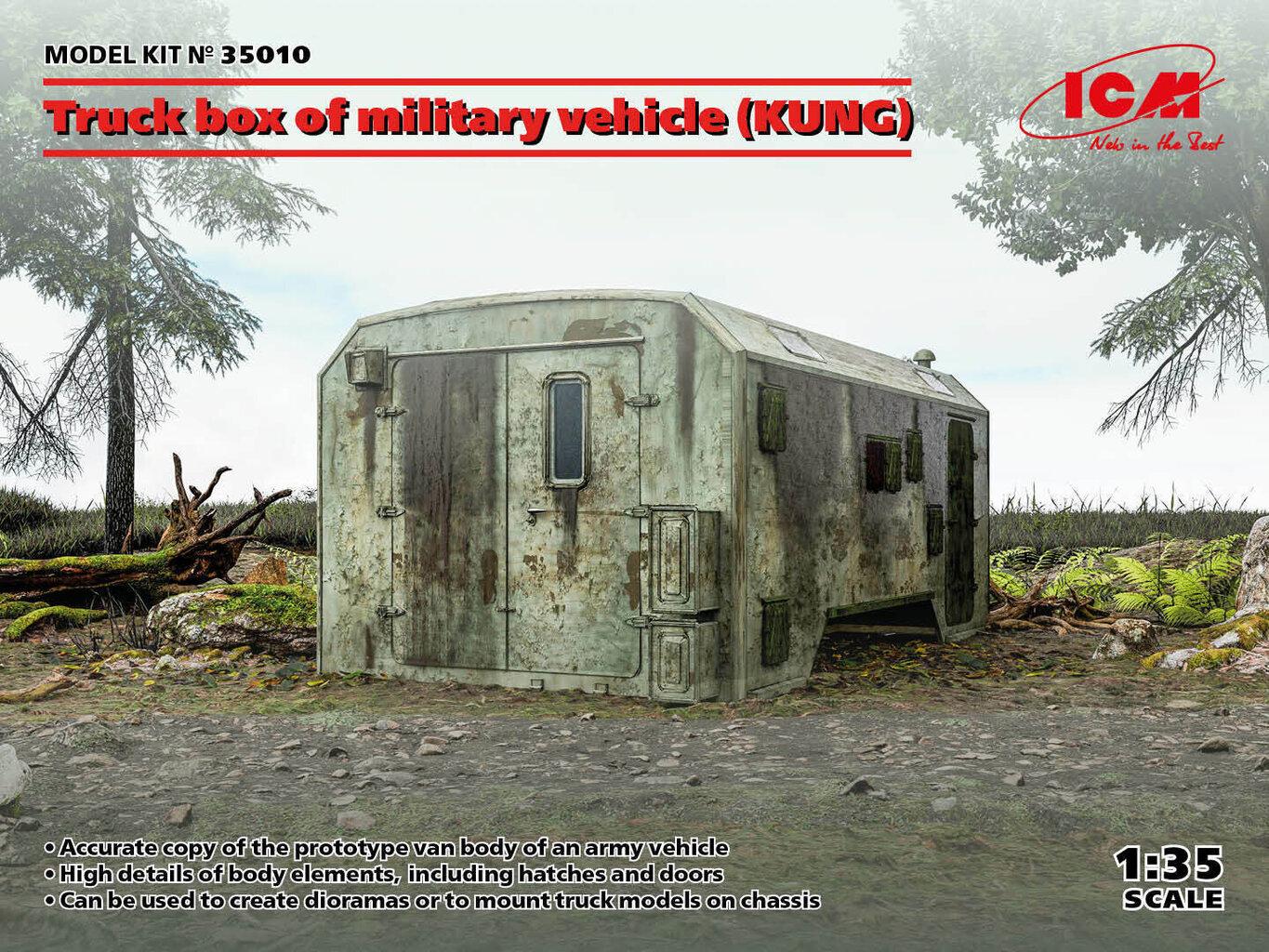 Līmējams modelis ICM 35010 Truck box of military vehicle (KUNG) 1/35 cena un informācija | Līmējamie modeļi | 220.lv