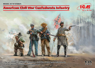 Сборная модель ICM 35021 American Civil War Confederate Infantry. Set #1 1/35 цена и информация | Склеиваемые модели | 220.lv