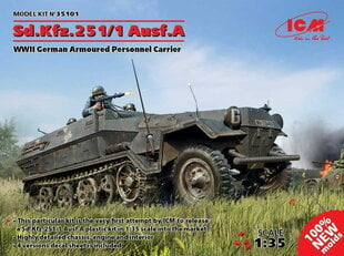 Сборная модель для склеивания ICM 35101 Sd.Kfz.251/1 Ausf.A, немецкий бронетранспортер времен Второй мировой войны 1/35 цена и информация | Склеиваемые модели | 220.lv