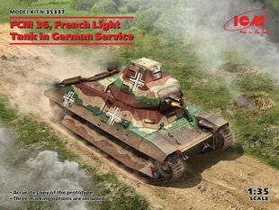 Сборная модель ICM 35337 FCM 36, French Light Tank in German Service 1/35 цена и информация | Склеиваемые модели | 220.lv