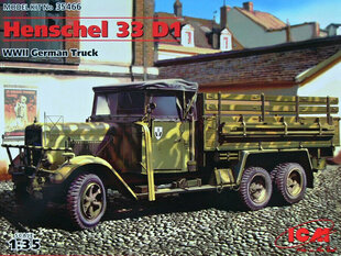 Līmējams modelis ICM 35466 Henschel 33 D1, WWII German Army Truck 1/35 цена и информация | Склеиваемые модели | 220.lv