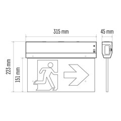 LED EXIT sign LED 230V AC 3W 30lm 3h., MT, EMOS цена и информация | Монтируемые светильники, светодиодные панели | 220.lv