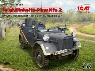 Сборная модель ICM 35583 le.gl.Einheitz-Pkw Kfz.2, WWII German Light Radio Communication Car 1/35 цена и информация | Склеиваемые модели | 220.lv