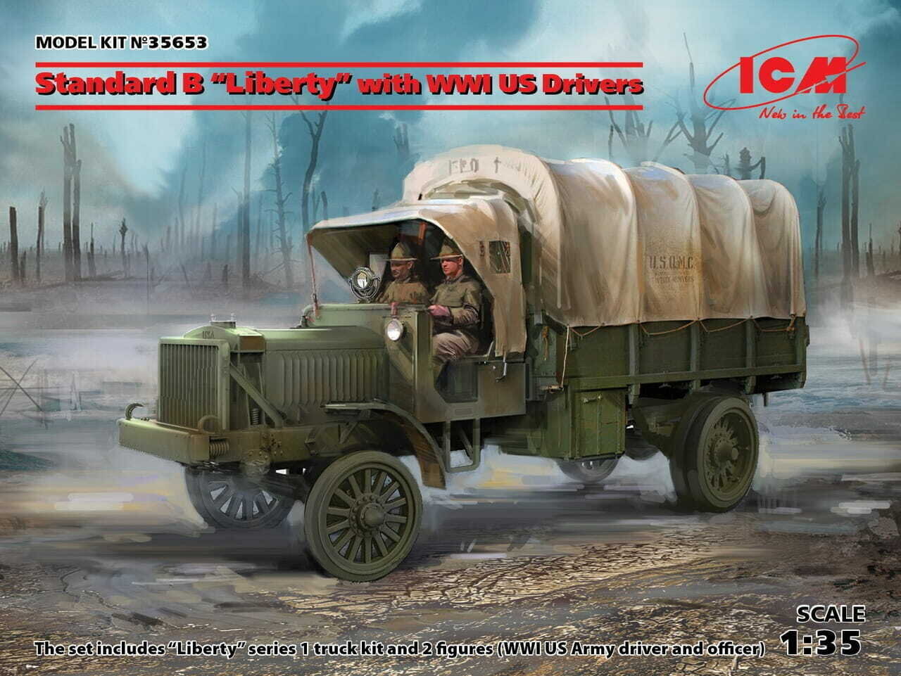 Līmējamais modelis ICM 35653 Standard B “Liberty” with WWI US Drivers 1/35 цена и информация | Līmējamie modeļi | 220.lv