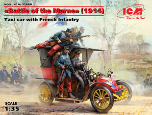 Сборная модель ICM 35660 Battle of the Marne" (1914), Taxi car with French Infantry 1/35 цена и информация | Склеиваемые модели | 220.lv