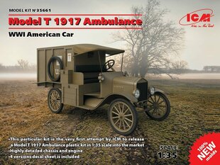 Saliekams modelis ICM 35661 Model T 1917 Ambulance, WWI American Car 1/35 цена и информация | Склеиваемые модели | 220.lv