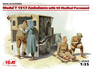 Сборная модель ICM 35662 Model T 1917 Ambulance with US Medical Personnel 1/35 цена и информация | Склеиваемые модели | 220.lv