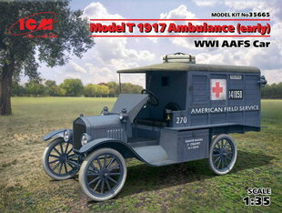 Сборная модель ICM 35665 Model T 1917 Ambulance (early), WWI AAFS Car 1/35 цена и информация | Склеиваемые модели | 220.lv