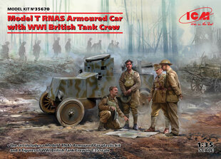 Сборная модель ICM 35670 Model T RNAS Armoured Car with WWI British Tank Crew 1/35 цена и информация | Склеиваемые модели | 220.lv