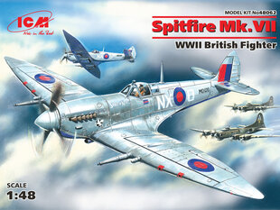 Saliekams modelis ICM 48062 Spitfire Mk.VII, WWII British Fighter 1/48 cena un informācija | Līmējamie modeļi | 220.lv