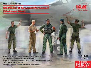 Līmējamais modelis ICM 48087 US Pilots & Ground Personnel (Vietnam War) (5 figures) 1/48 cena un informācija | Līmējamie modeļi | 220.lv