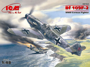 Saliekams modelis ICM 48102 Messerschmitt Bf 109F-2, WWII German Fighter 1/48 cena un informācija | Līmējamie modeļi | 220.lv