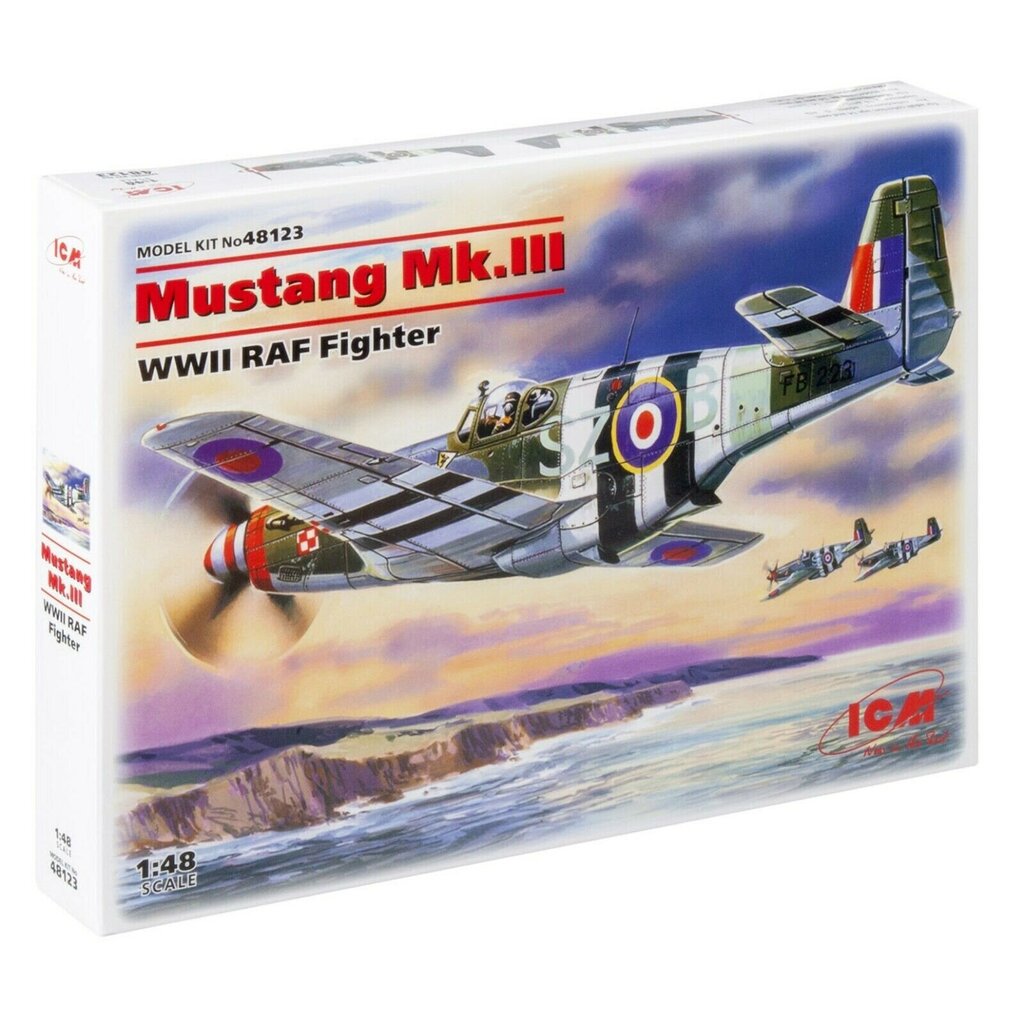 Saliekams modelis ICM 48123 Mustang Mk.III, WWII RAF Fighter 1/48 цена и информация | Līmējamie modeļi | 220.lv