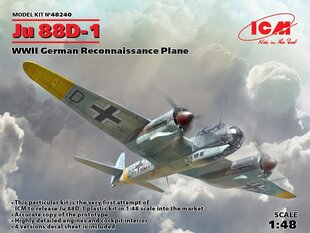 Сборная модель ICM 48240 Ju 88D-1, WWII German Reconnaissance Plane 1/48 цена и информация | Склеиваемые модели | 220.lv