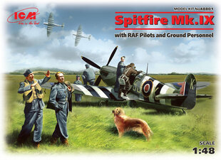 Saliekams modelis ICM 48801 Spitfire Mk.IX with RAF Pilots and Ground Personnel 1/48 cena un informācija | Līmējamie modeļi | 220.lv