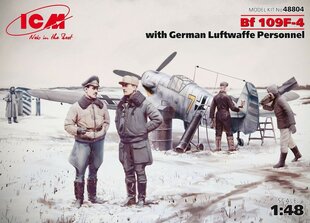 Сборная модель ICM 48804 Bf 109F-4 with German Luftwaffe Personnel 1/48 цена и информация | Склеиваемые модели | 220.lv