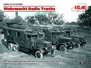 Līmējams modelis ICM DS3509 Wehrmacht Radio Trucks (Henschel 33D1 Kfz.72, Krupp L3H163 Kfz.72) 1/35 cena un informācija | Līmējamie modeļi | 220.lv