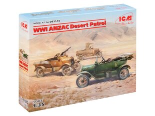 Līmējams modelis ICM DS3510 WWI ANZAC Desert Patrol (Model T LCP, Utility, Touring) 1/35 cena un informācija | Līmējamie modeļi | 220.lv