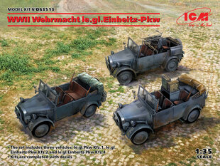 Модель для склеивания ICM DS3513 WWII Wehrmacht le.gl.Einheitz-Pkw (le.gl.Pkw Kfz.1, le.gl.Einheitz-Pkw Kfz.2, le.gl.Einheitz-Pkw Kfz.4) 1/35 цена и информация | Склеиваемые модели | 220.lv