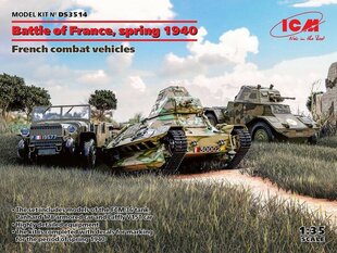 Līmējams modelis ICM DS3514 Battle of France, spring 1940. French combat vehicles (Panhard 178 AMD-35, FCM 36, Laffly V15T) 1/35 cena un informācija | Līmējamie modeļi | 220.lv