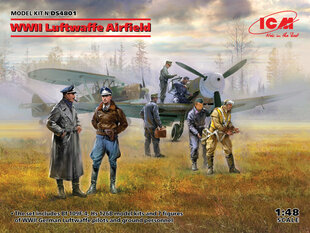 Līmējams modelis ICM DS4801 WWII Luftwaffe Airfield (Messerschmitt Bf 109F-4, Hs 126 B-1, German Luftwaffe Pilots and Ground Personnel (7 figures)) 1/48 cena un informācija | Līmējamie modeļi | 220.lv