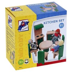 Koka leļļu mājas virtuves mēbeles Woodyland cena un informācija | Rotaļlietas meitenēm | 220.lv