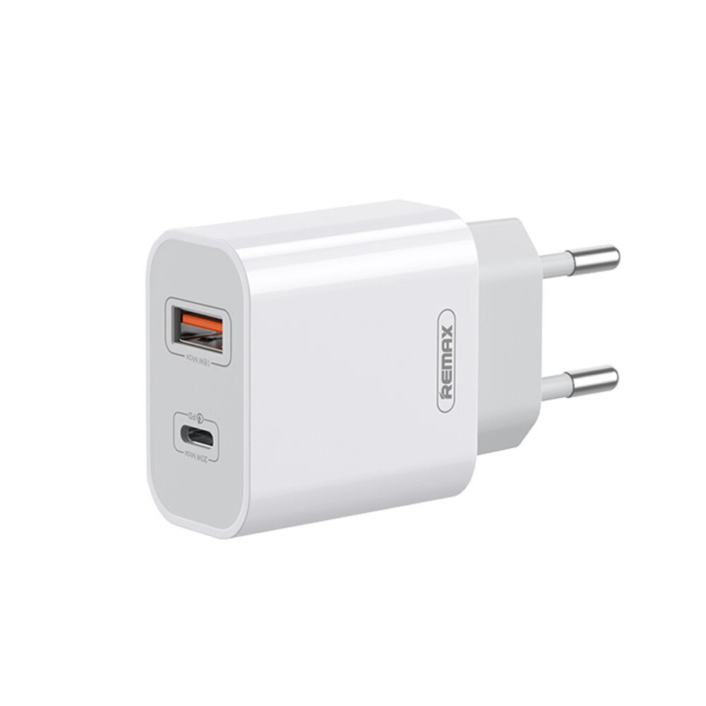 REMAX Surie sērijas 20 W PD+QC ātrais lādētājs RP-U68 (USB + C tips), balts цена и информация | Lādētāji un adapteri | 220.lv