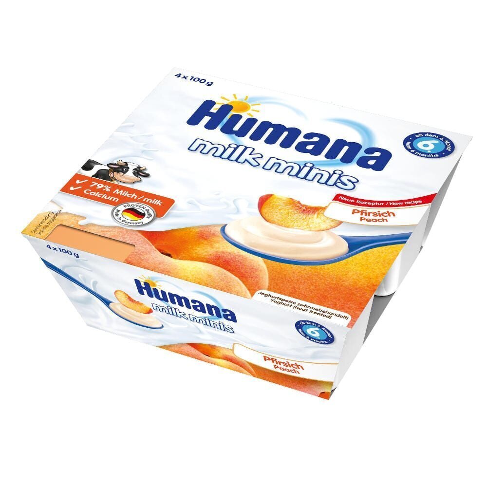 Jogurta deserts ar persikiem, Humana Milk Minis, 400 g цена и информация | Biezeņi | 220.lv