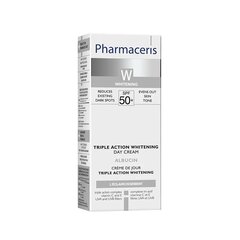 PHARMACERIS W ALBUCIN SPF 50+ trīskāršs ādu balinošs dienas krēms 30ml цена и информация | Наносите на чистую кожу лица. Подержите около 10-15 минут и смойте водой. | 220.lv