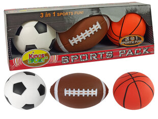 Набор мягких мячей 3в1 для спортивного футбола, баскетбола, бейсбола цена и информация | Игрушки для мальчиков | 220.lv