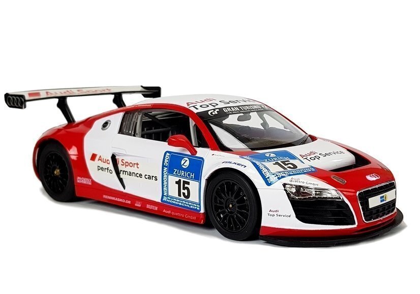 Tālvadības automašīna Audi R8 LMS White Red cena un informācija | Rotaļlietas zēniem | 220.lv