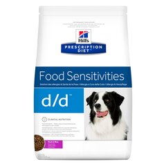 Hill's Prescription Diet d/d Canine Duck & Rice sausā suņu barība ar pīli un rīsiem, 4 kg cena un informācija | Sausā barība suņiem | 220.lv