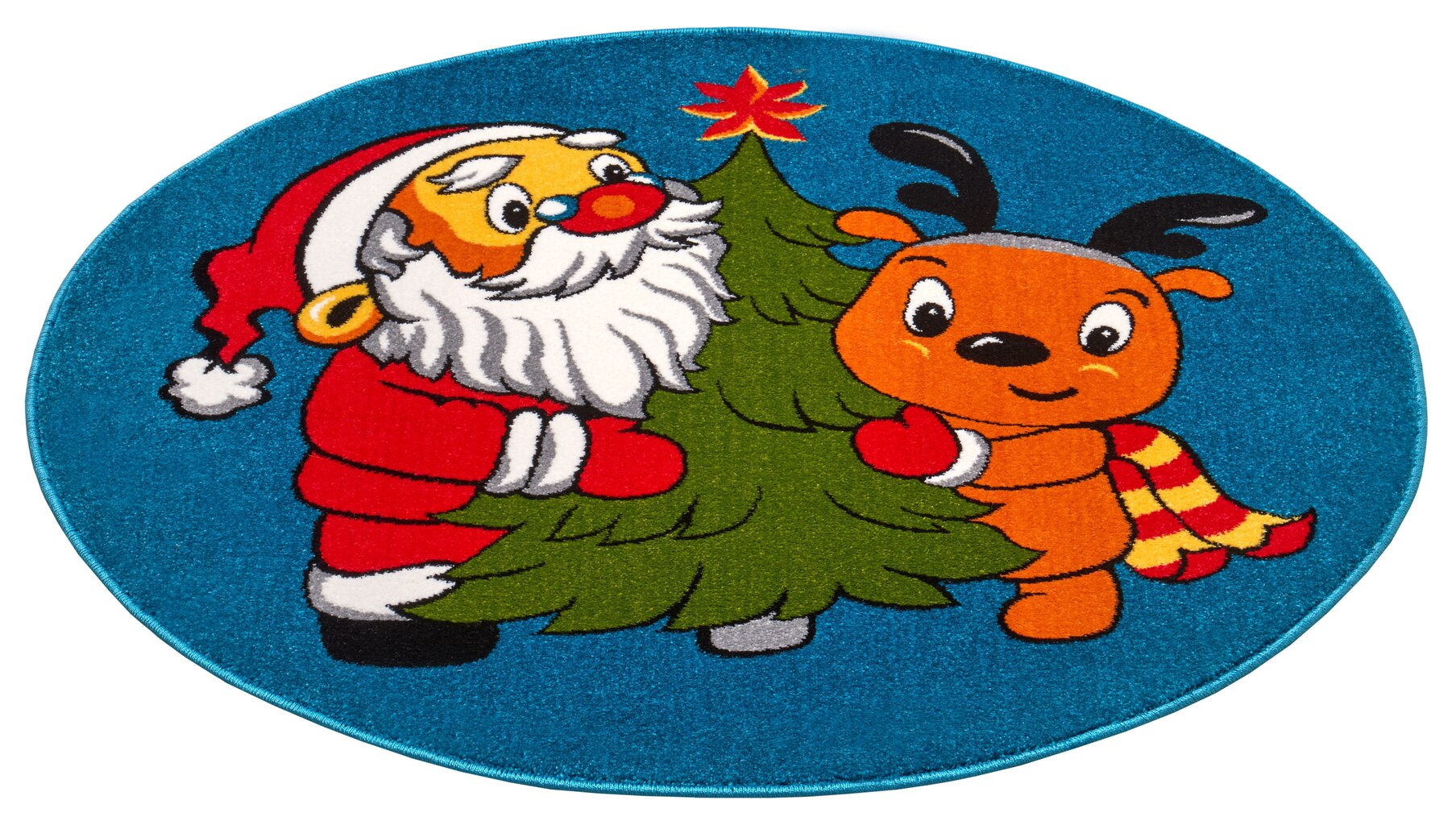 Hanse Home bērnu paklājs Santa and Rudolph, zils, 133 cm cena un informācija | Paklāji | 220.lv