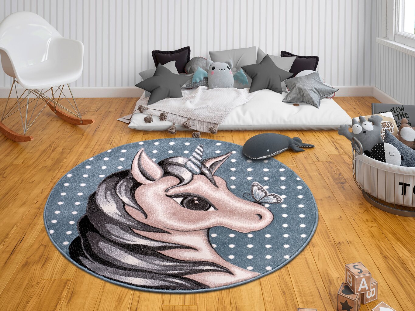 Hanse Home bērnu paklājs Cute Unicorn, zils, 133 cm cena un informācija | Paklāji | 220.lv