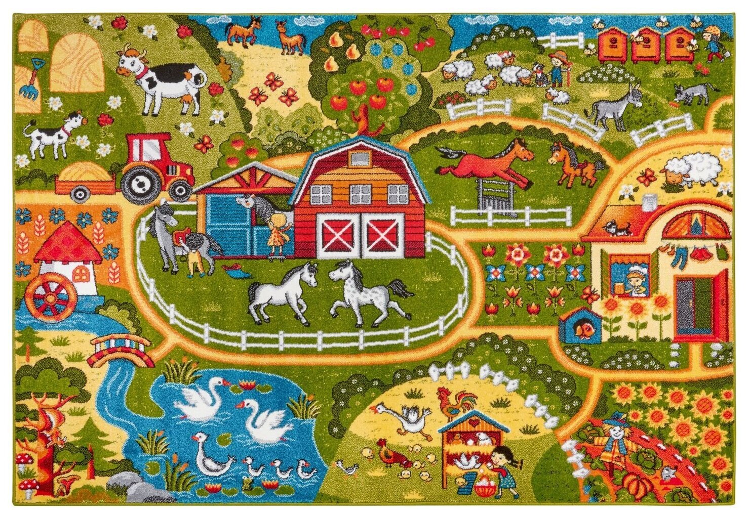 Hanse Home bērnu paklājs Farm Living, zaļš, 80x150 cm cena un informācija | Paklāji | 220.lv