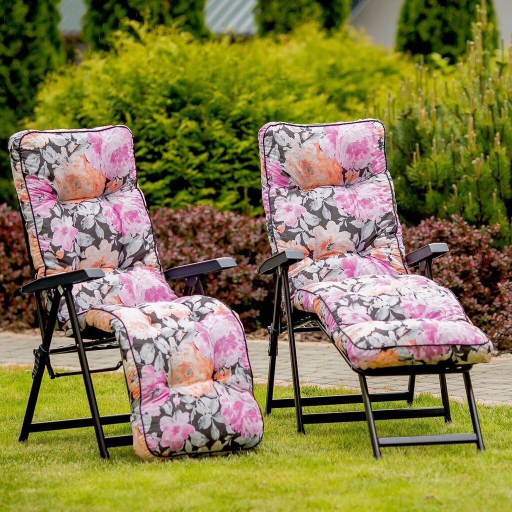 Āra krēsls-zvilnis PATIO Lena Plus, melns/dažādu krāsu cena un informācija | Dārza krēsli | 220.lv