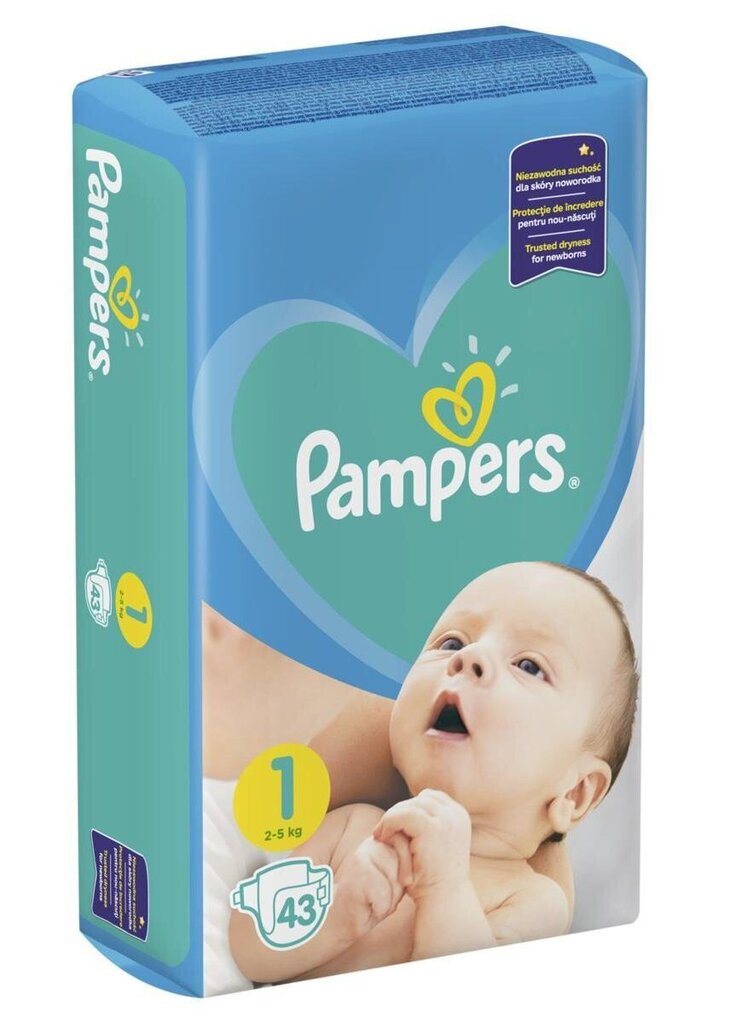 PAMPERS a/b New Baby S1 (2-5kg) 43gab. цена и информация | Autiņbiksītes | 220.lv