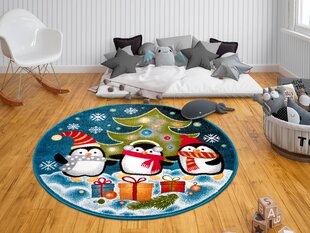 Hanse Home bērnu paklājs Penguin Christmas, zils, 133 cm cena un informācija | Paklāji | 220.lv