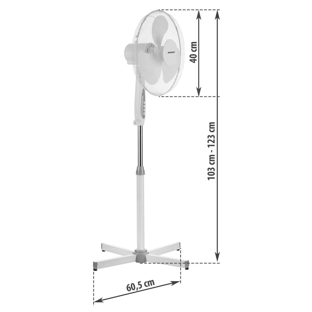 Ventilators ar regulējamu statīvu balti pelēks cena un informācija | Ventilatori | 220.lv