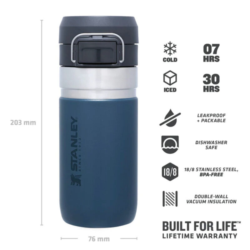 Termopudele The Quick Flip Water Bottle Go 0,47L tumši zila cena un informācija | Virtuves piederumi | 220.lv