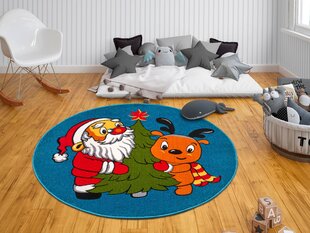 Hanse Home bērnu paklājs Santa and Rudolph, zils, 80 cm cena un informācija | Paklāji | 220.lv