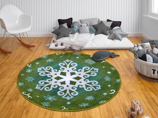 Hanse Home bērnu paklājs Christmas Snowflake, zaļš, 133 cm cena un informācija | Paklāji | 220.lv