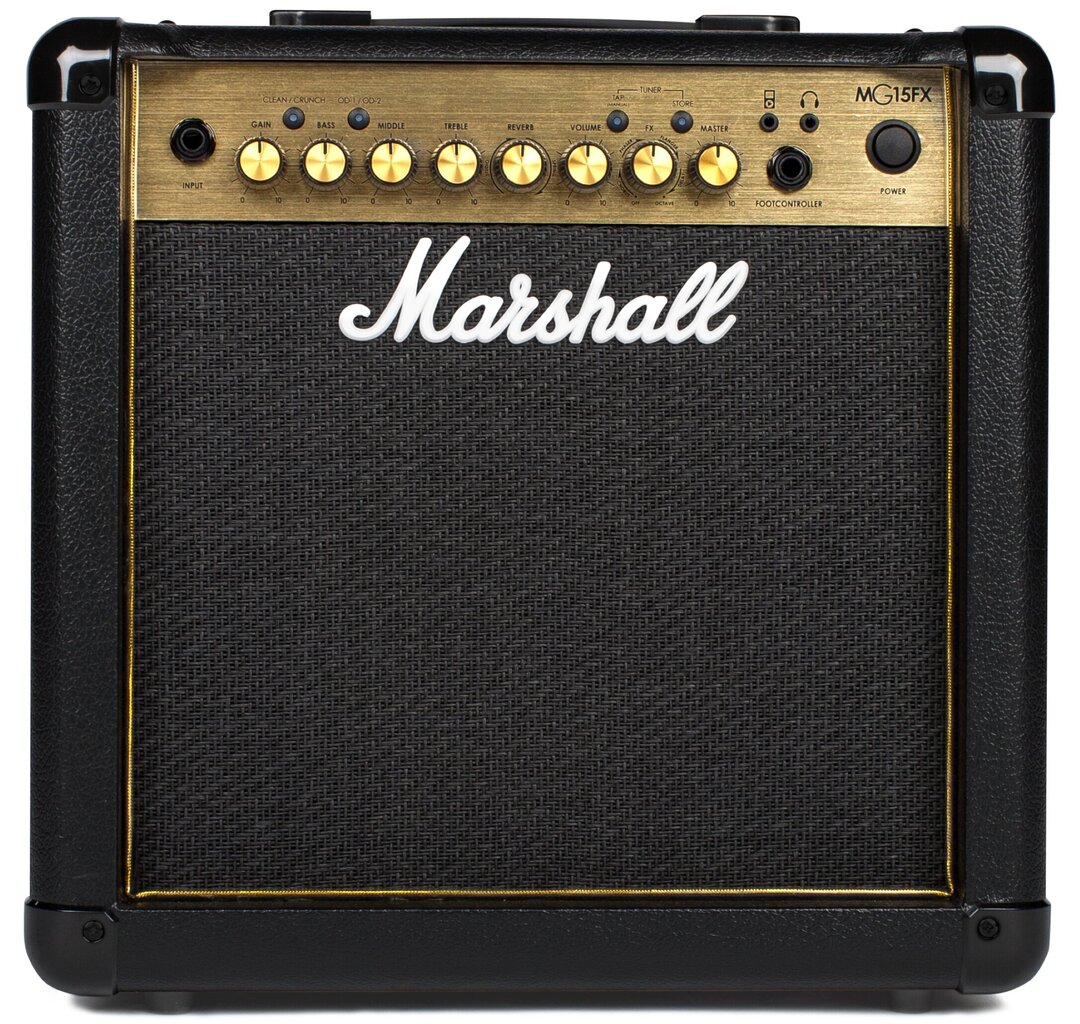 El. ģitāras skaļrunis ar pastiprinātāju Marshall MG15GFX cena un informācija | Mūzikas instrumentu piederumi | 220.lv