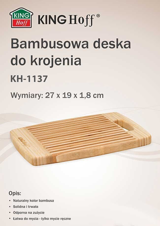 Bambusa virtuves dēlis 27x19 cm, KINGHOFF KH-1137 цена и информация | Griešanas dēlīši | 220.lv