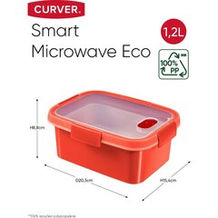 Контейнер для продуктов Steamer Smart Eco Microwave, прямоугольный, 1,2 л, 20,3x15,4x88 см, красный цена и информация | Посуда для хранения еды | 220.lv