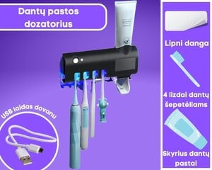 Zobu pastas dozators ar UV gaismas zobu suku turētāju cena un informācija | Vannas istabas aksesuāri | 220.lv