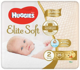 Подгузники HUGGIES ELITE SOFT 2 (4-6 кг), 25 шт. цена и информация | Huggies Для ухода за младенцем | 220.lv