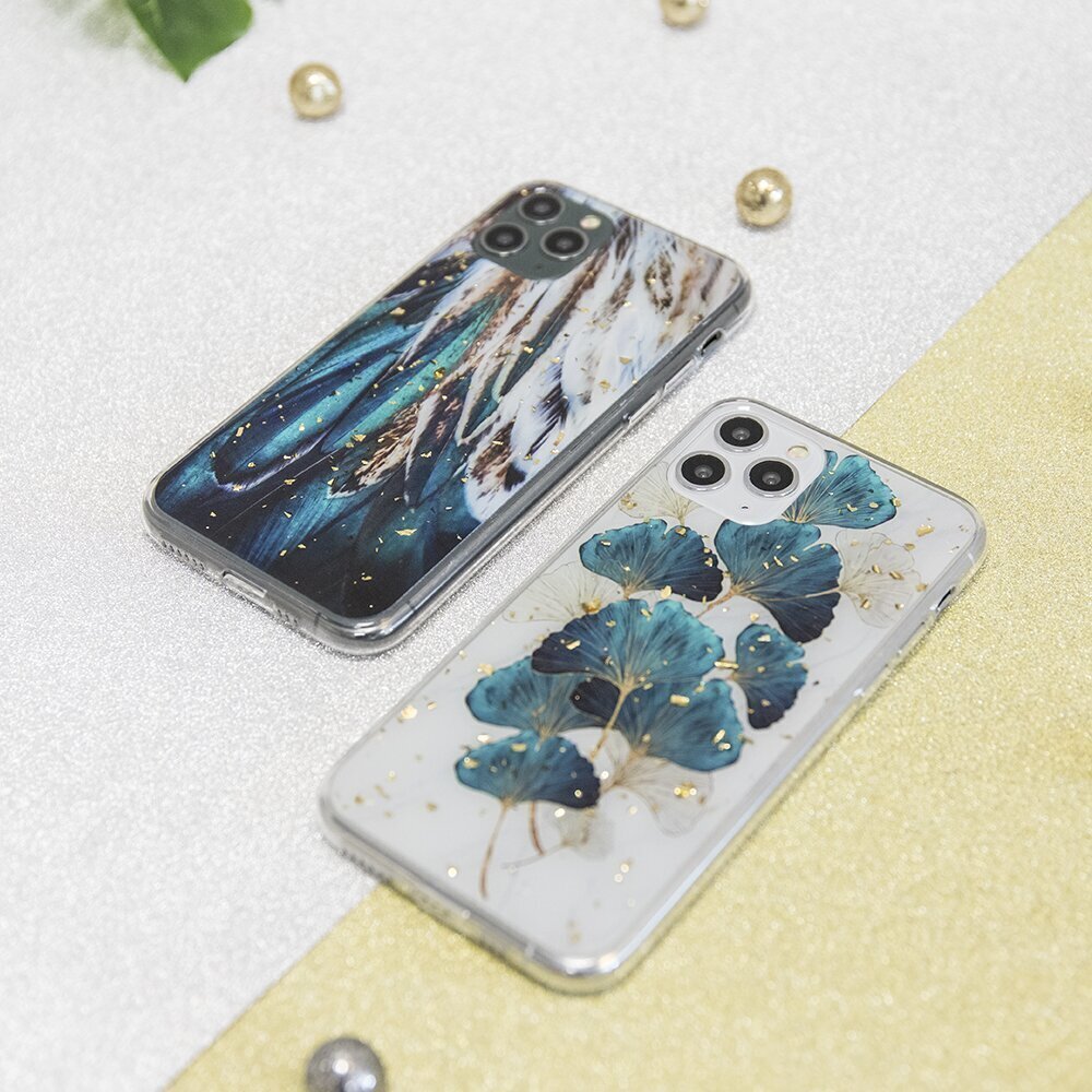 Gold Glam maciņš, piemērots Samsung Galaxy A50 / A30 / A50s / A30s feathers цена и информация | Telefonu vāciņi, maciņi | 220.lv